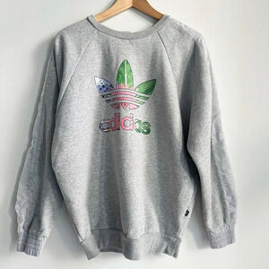 Adidas Grey Colourful Logo Pullover Sweatshirt